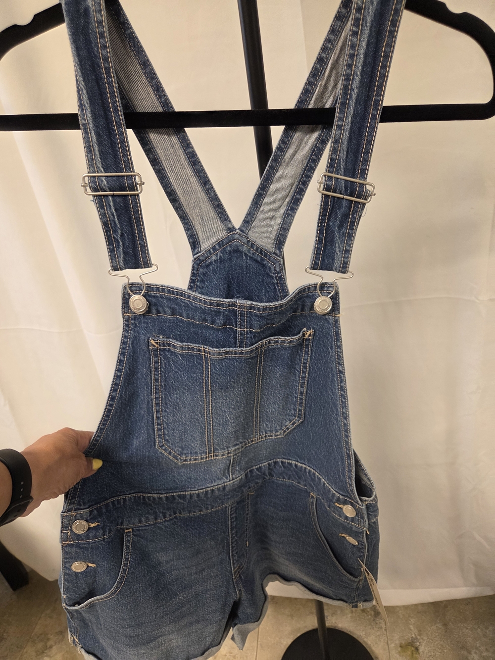 No Boundaries Blue Denim Short Overalls